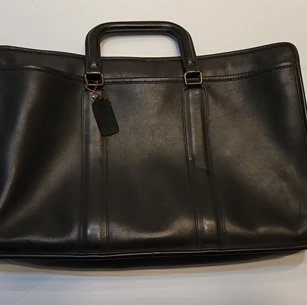 Coach Embassy Briefcase Portfolio Laptop Bag Black Leather 076-8031